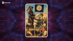 The Death tarot card showing a skeletal figure in black armor riding a white horse