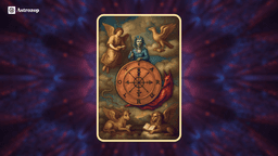 The Wheel of Fortune tarot card showing a large wheel with mystical symbols.